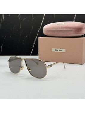 NEW MIU MIU MUA56S ZVN80Q SUNGLASSES GOLD/GRAY WOMEN MU A56S, SMU A56 EYEWEAR
